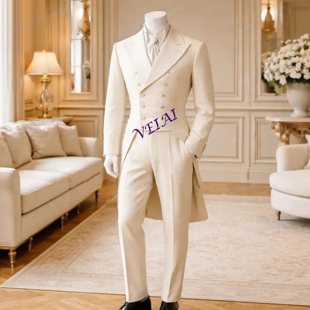 Men'S Grooming Daily - Customized White Long Blazer 2 Piece